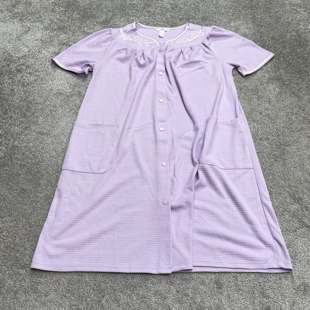Adonna Embroidered Sleepwear Dress Womens Small Purple Lavender Nightgown Knit